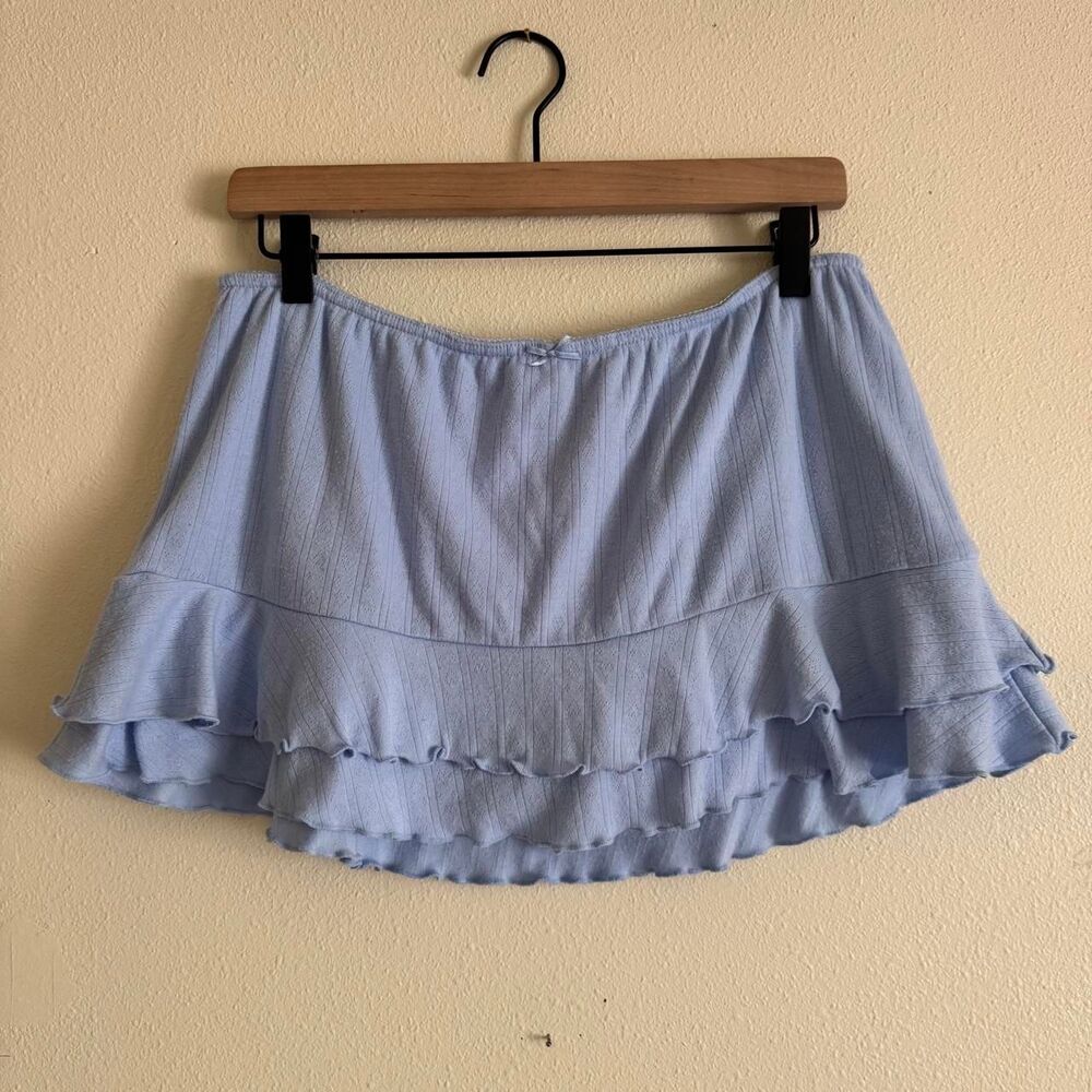 No Boundaries y2k baby blue ditsy ruffle tiered mini skort size large